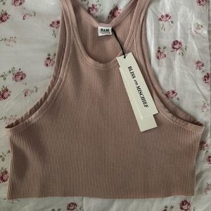 Bliss and Mischief Rib Slim Tank Rose Size medium